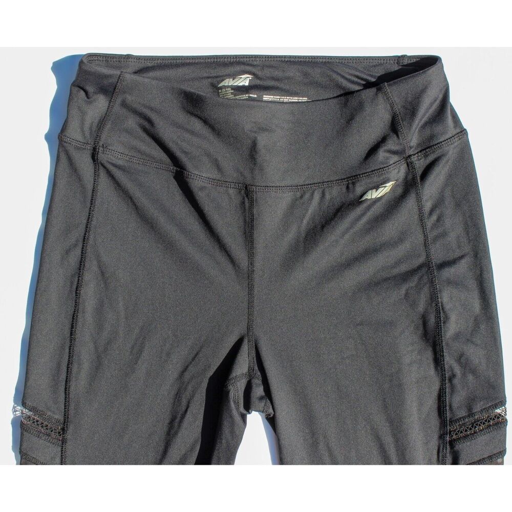 Avia Women's Medium Black Cropped Leggings With Mesh Panels - Picture 3 of 8
